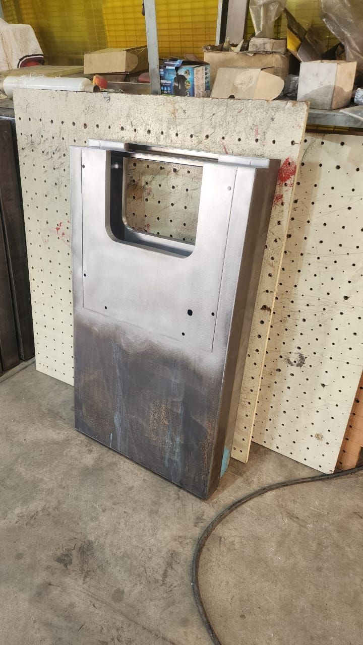 big frame of metal after being laser cut